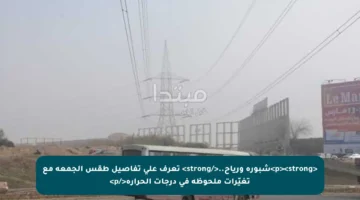 <p><strong>شبورة ورياح..</strong> تعرف على تفاصيل طقس الجمعة مع تغيّرات ملحوظة في درجات الحرارة</p>